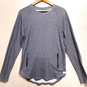 On The Byas Mens Thermal Sweat Shirt Sz.S/Blue/Zipper Pockets/Fish Tail/Crew
